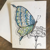 Handpainted Plantable Cards: Butterfly and Shells