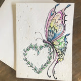 Handpainted Plantable Cards: Butterfly and Shells