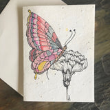 Handpainted Plantable Cards: Butterfly and Shells
