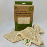 Produce Bags, Cotton, 3 Size Pack