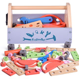 45 PCs Wooden Tool Set Pretend Play Construction Tool Box